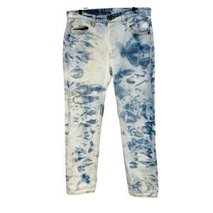 Vintage Levi’s Tie Dye 505 Style Wide Leg Bleached Washed Loose Fit Denim Jeans